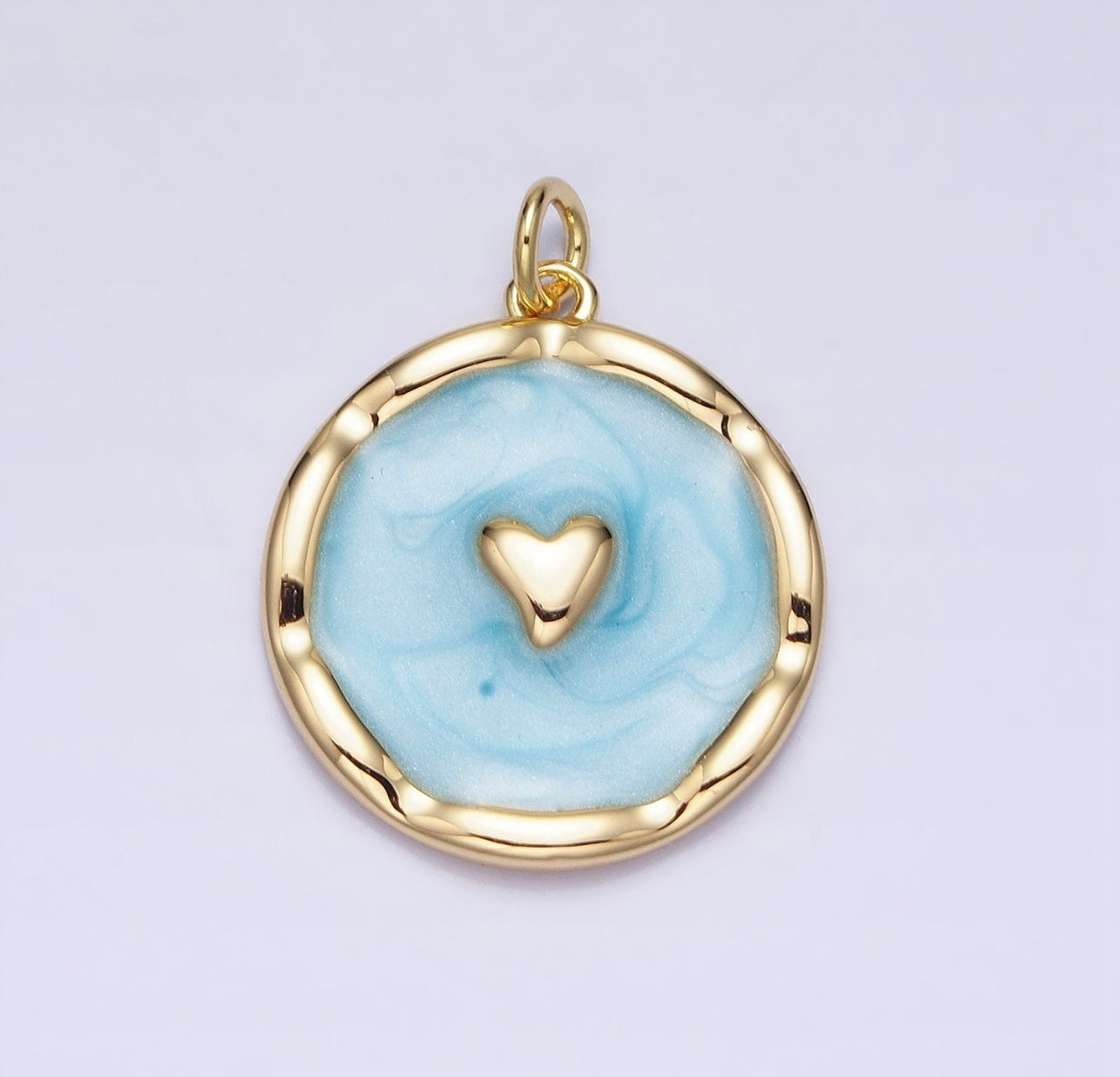 Blue/Pink Heart Coin Charm